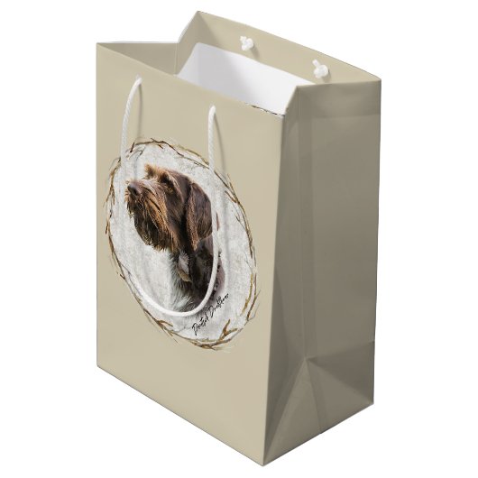 Duitse Wirehaire Pointer Medium Gift Bag Cadeauzakje (Achterkant Gekanteld)