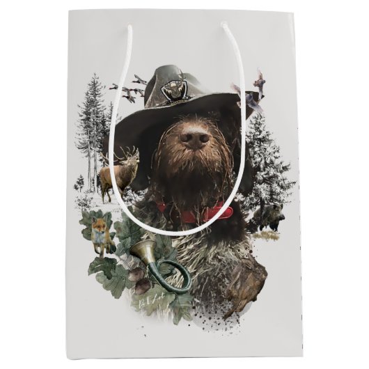 Duitse Wirehaire Pointer Medium Gift Bag Medium Cadeauzakje (Voorkant)