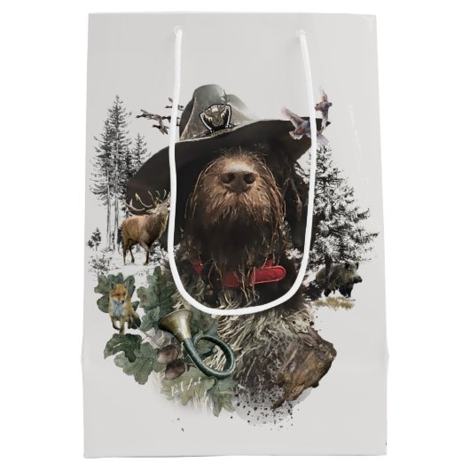 Duitse Wirehaire Pointer Medium Gift Bag Medium Cadeauzakje (Achterkant)
