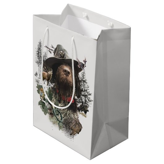 Duitse Wirehaire Pointer Medium Gift Bag Medium Cadeauzakje (Achterkant Gekanteld)