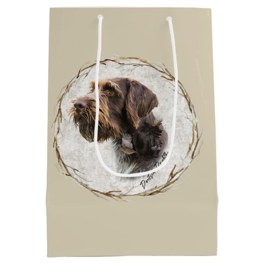 Duitse Wirehaire Pointer Medium Gift Bag Medium Cadeauzakje (Achterkant)