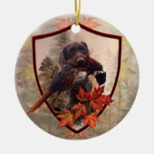 Duitse Wirehaire Pointer met fazant Keramisch Ornament (Voorkant)