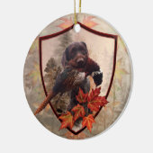 Duitse Wirehaire Pointer met fazant Keramisch Ornament (Links)