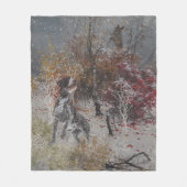 Duitse Wirehaire Pointer met houthakken in de wint Fleece Deken (Voorkant)