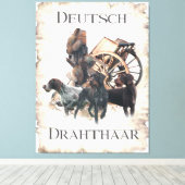 Duitse Wirehaire Pointer Pedestal Sign Bath Towel Canvas Afdruk (Insitu (Houten vloer))