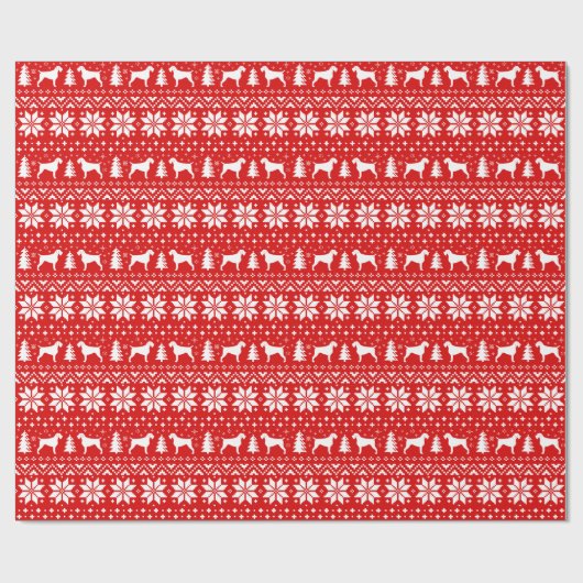 Duitse Wirehaire Pointer Silhouettes kerst Cadeaupapier (Vlak)