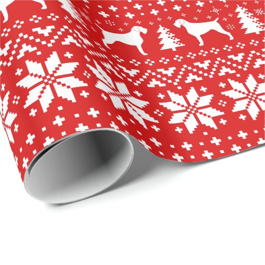 Duitse Wirehaire Pointer Silhouettes kerst Cadeaupapier (Rol Hoek)