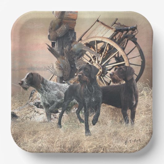 Duitse Wirehaire Pointer sticker Papieren Bordje (Voorkant)