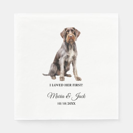 Duitse Wirehaired Dog Ik hield van haar eerste huw Servet (Voorkant)
