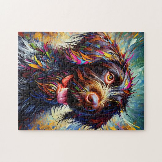 Duitse Wirehaired Pointer Hond Acryl Print Legpuzzel (Horizontaal)