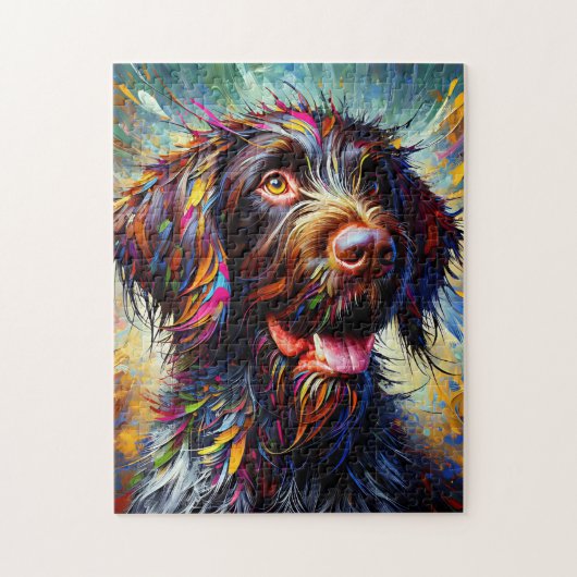 Duitse Wirehaired Pointer Hond Acryl Print Legpuzzel (Verticaal)