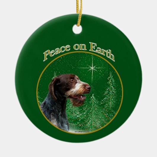 Duitse Wirehaired Pointer Peace Sleutelhanger Keramisch Ornament (Voorkant)