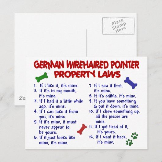 DUITSE WIREHAIRED POINTER Property Laws 2 Briefkaart (Voorkant / Achterkant)