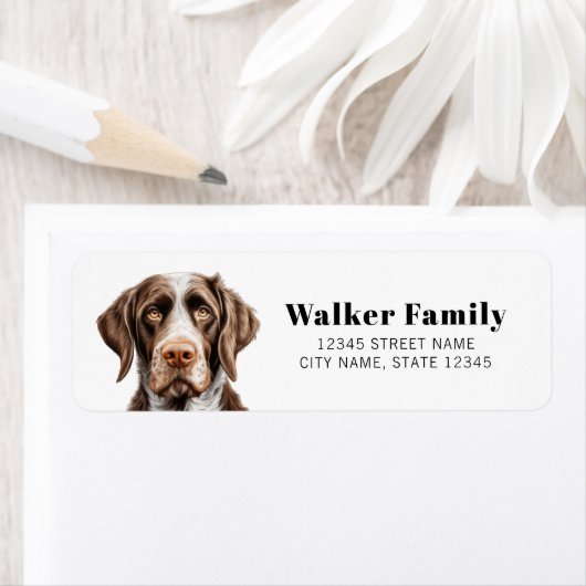 Duitse Wirehaired Pointer retouradreslabels Etiket (Insitu)