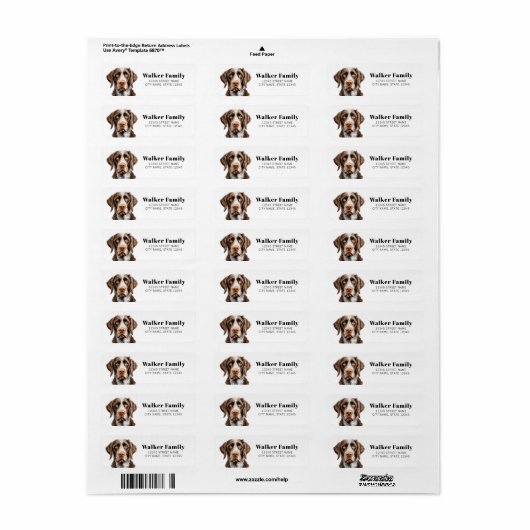 Duitse Wirehaired Pointer retouradreslabels Etiket (Full Sheet)
