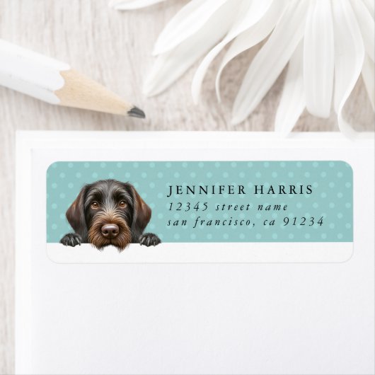 Duitse Wirehaired Pointer retouradreslabels Etiket (Insitu)