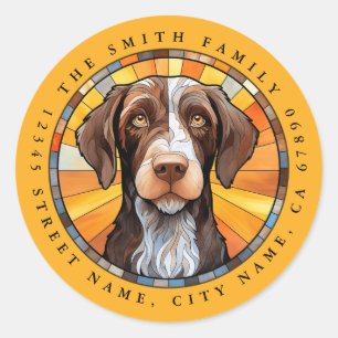 Duitse Wirehaired Pointer Ronde Stickers