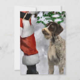 Duitse Wirehaired Pointer Santa Christmas Kaart