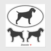 Duitse Wirehaired Pointer Silhouettes Sticker Set (Vel)
