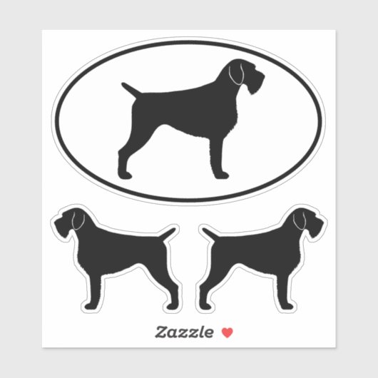 Duitse Wirehaired Pointer Silhouettes Sticker Set (Vel)