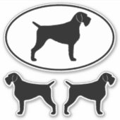Duitse Wirehaired Pointer Silhouettes Sticker Set (Voorkant)