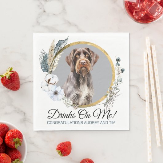 Duitse Wirehaired Pointer Trouwfoto Servet (Insitu)