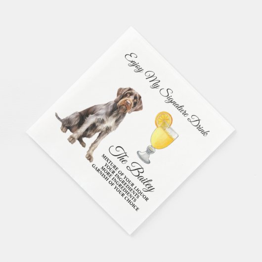 Duitse Wirehaired Pointer Trouwhandtekening Drink Servet (Hoek)