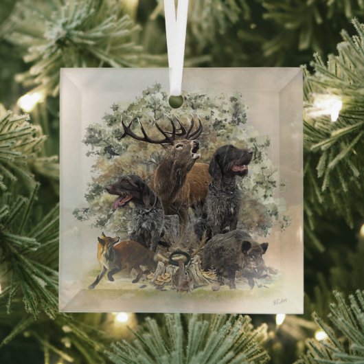 Duitse wirehaired pointers, De passie voor de jach Glas Ornament (Insitu)
