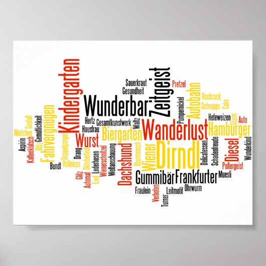 Duitse woorden in de Engelse taal Word Cloud Poster (Voorkant)