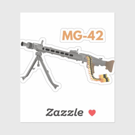 Duitse WW2 Machine Pistool MG-42 Sticker (Vel)