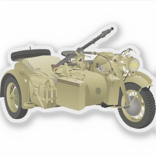 Duitse WW2-motorfiets met een Sidecar Sticker (Voorkant)