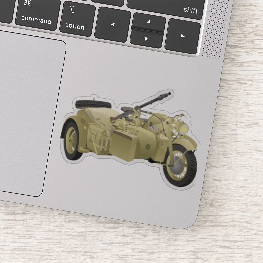 Duitse WW2-motorfiets met een Sidecar Sticker (Detail)