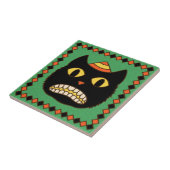  Duitse zwarte kat Halloween Tegeltje (Zijkant)