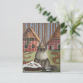 Duitse Zwarte Woud Kat met Taart Briefkaart (Staand voorkant)