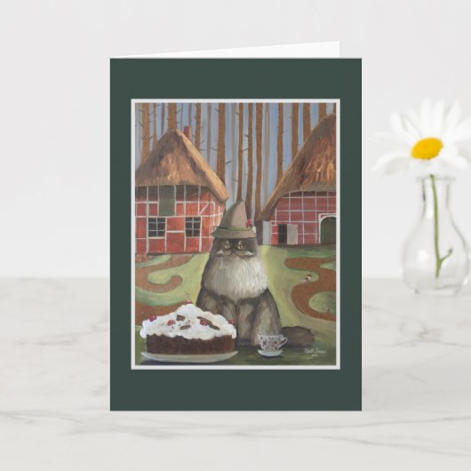 Duitse Zwarte Woud Kat met Taart Kaart (Kleine Plant)