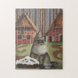 Duitse Zwarte Woud Kat met Taart Legpuzzel