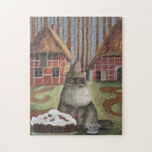 Duitse Zwarte Woud Kat met Taart Legpuzzel
