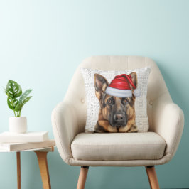 Duitsher Shepherd Dog Aquarel Woof Kerstmis Kussen