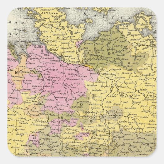 Duitsland 13 vierkante sticker (Voorkant)