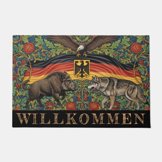 Duitsland, adelaarsvlag, zwijn en wolvenkunst deurmat (Voorkant)