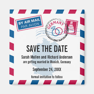 Duitsland Air Mail Bruiloft Save the Date Magneet
