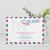 Duitsland Air Mail Wedding Save the Date (Staand voorkant)