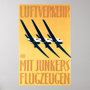 DUITSLAND Air Transport Junkers Vliegtuig  Poster
