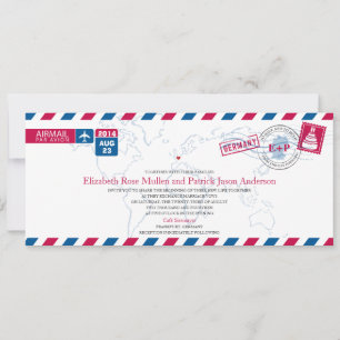 Duitsland Airmail Wedding Invitation Kaart