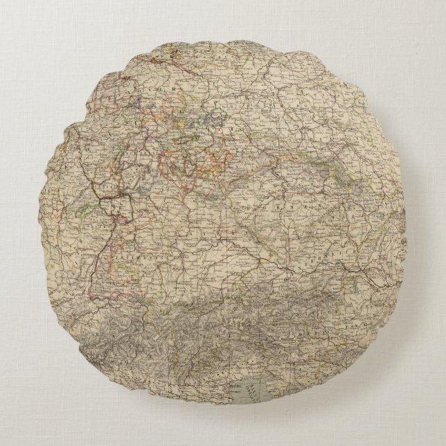Duitsland Atlas Map Rond Kussen (Voorkant)