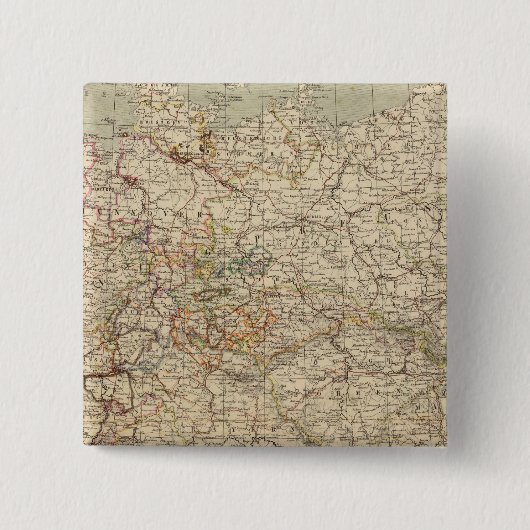 Duitsland Atlas Map Vierkante Button 5,1 Cm (Voorkant)