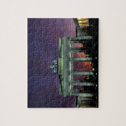 Duitsland, Berlijn. Brandenburger Gate 's nachts. Legpuzzel (Verticaal)