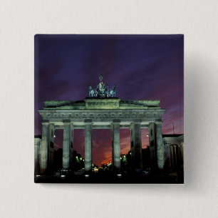 Duitsland, Berlijn. Brandenburger Tor 's nachts. Vierkante Button 5,1 Cm