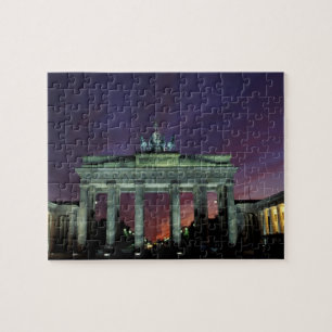 Duitsland, Berlijn. Brandenburgse Poort 's nachts. Legpuzzel