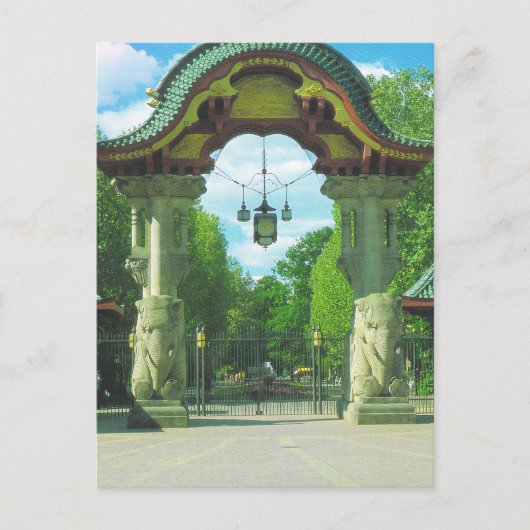 Duitsland, Berlijnse dierentuin, Elephant-ingang Briefkaart (Voorkant)